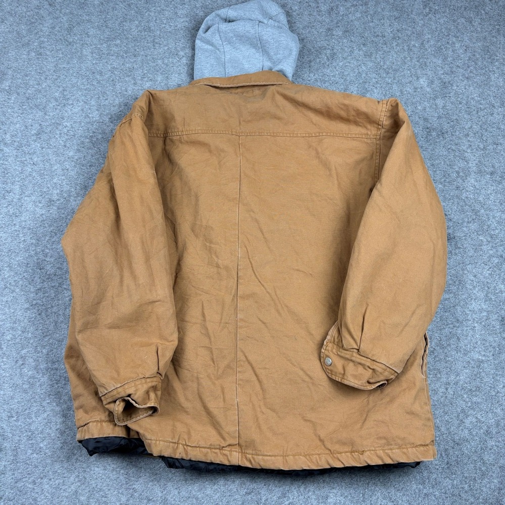 Dickies Hooded Canvas Jacket Mens Large Tan Brown Quilted Lined Workwear Coat - Picture 7 of 11